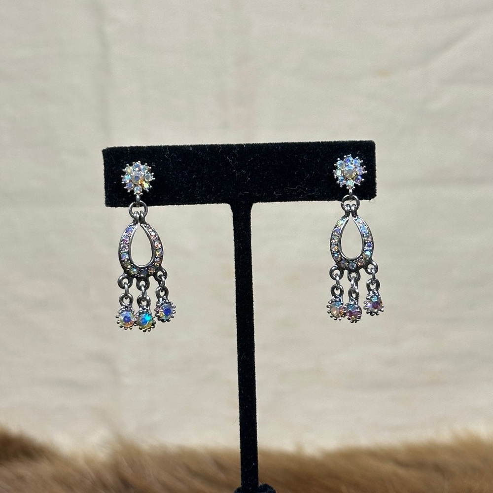 Elegant Silver Drop Earrings with Gem Accents